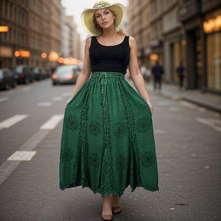 Ghorepani Rayon Medieval Embroidered Maxi Skirt