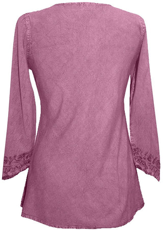 127 B Diamond Neck Embroidered Rayon Renaissance Tunic Blouse - Agan Traders, Plum