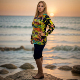 Humla Rib Cotton Tie-Dye Patchwork Blouse