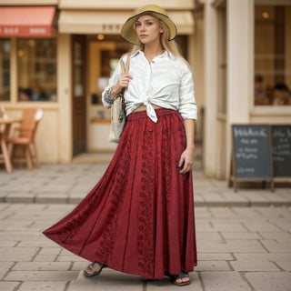 Marpha Rayon Medieval Embroidered Maxi Skirt