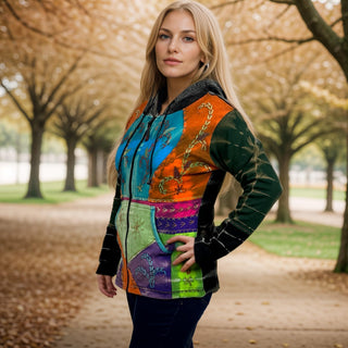 Rasuwa Rib Cotton Tie-Dye Patchwork Hoodie