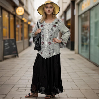 Kagbeni Rayon Gothic Embroidered Blouse