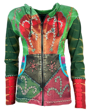 Rasuwa Rib Cotton Tie-Dye Patchwork Hoodie