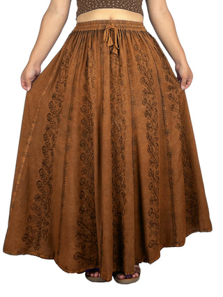 Marpha Rayon Medieval Embroidered Maxi Skirt