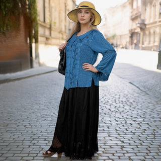 Kagbeni Rayon Gothic Embroidered Blouse