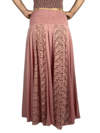 Melamchi Smocked Mirror-Work Twirl Skirt