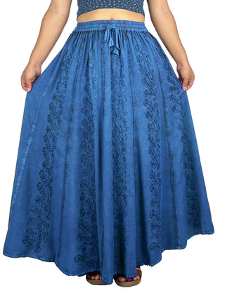 Marpha Rayon Medieval Embroidered Maxi Skirt