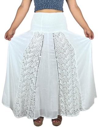 Melamchi Smocked Mirror-Work Twirl Skirt