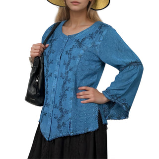 Kagbeni Rayon Gothic Embroidered Blouse