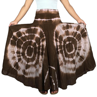 61 SKT Circular Printed Soft Cotton Convertible Lined Tie Dye Gypsy Skirt Dress - Agan Traders, Brown