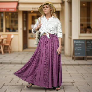 Marpha Rayon Medieval Embroidered Maxi Skirt