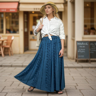 Marpha Rayon Medieval Embroidered Maxi Skirt