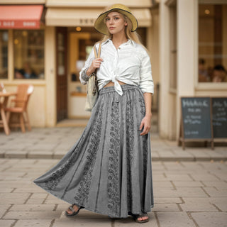 Marpha Rayon Medieval Embroidered Maxi Skirt