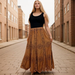 Ghorepani Rayon Medieval Embroidered Maxi Skirt