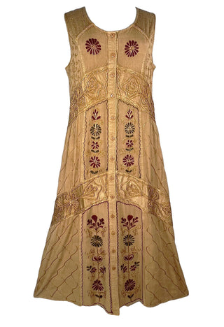 Sankhamul Rayon Embroidered Button-Down Sundress