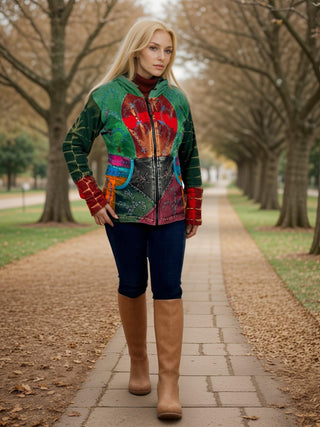 Rasuwa Rib Cotton Tie-Dye Patchwork Hoodie