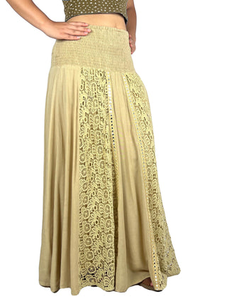 Melamchi Smocked Mirror-Work Twirl Skirt