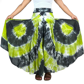 61 SKT Circular Printed Soft Cotton Convertible Lined Tie Dye Gypsy Skirt Dress - Agan Traders, Lime
