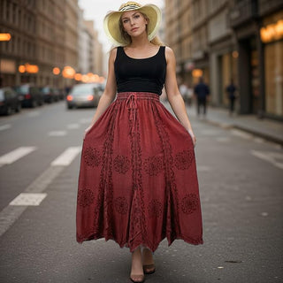 Ghorepani Rayon Medieval Embroidered Maxi Skirt