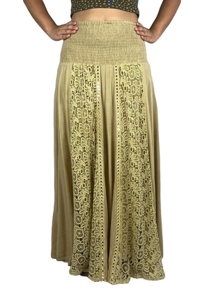 Melamchi Smocked Mirror-Work Twirl Skirt