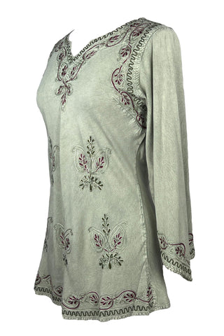 Embroidered Rayon Renaissance Blouse - Agan Traders, Sea Green