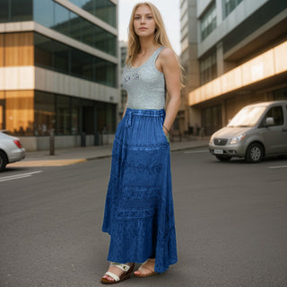 Lamjung Rayon Renaissance Embroidered Maxi Skirt