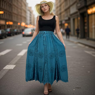 Ghorepani Rayon Medieval Embroidered Maxi Skirt