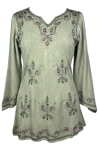 Embroidered Rayon Renaissance Blouse - Agan Traders, Sea Green