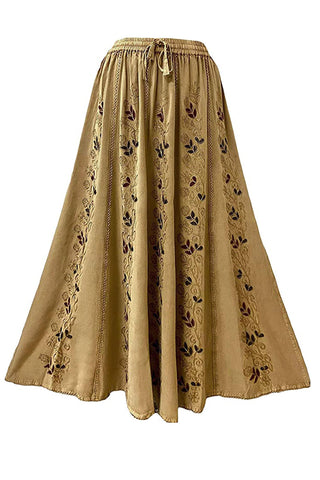 Marpha Rayon Medieval Embroidered Maxi Skirt
