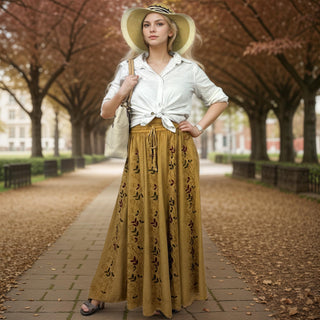 Marpha Rayon Medieval Embroidered Maxi Skirt