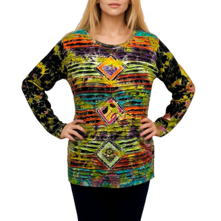 Humla Rib Cotton Tie-Dye Patchwork Blouse