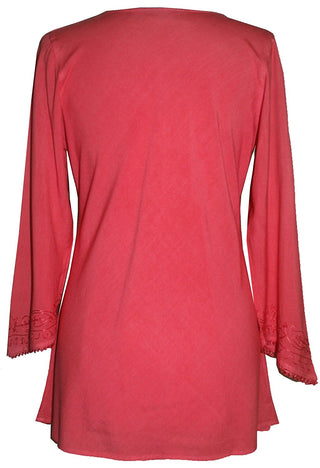 Embroidered Rayon Renaissance Blouse - Agan Traders, Coral