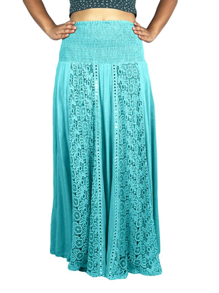 Melamchi Smocked Mirror-Work Twirl Skirt