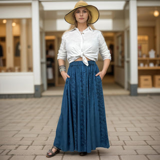 Marpha Rayon Medieval Embroidered Maxi Skirt