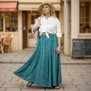 Marpha Rayon Medieval Embroidered Maxi Skirt