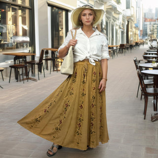 Marpha Rayon Medieval Embroidered Maxi Skirt