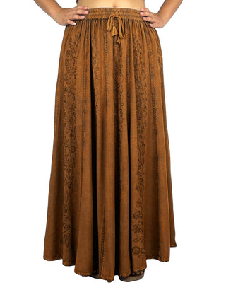 Marpha Rayon Medieval Embroidered Maxi Skirt