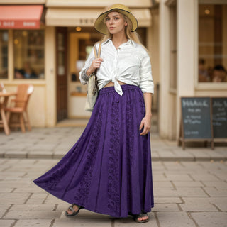 Marpha Rayon Medieval Embroidered Maxi Skirt