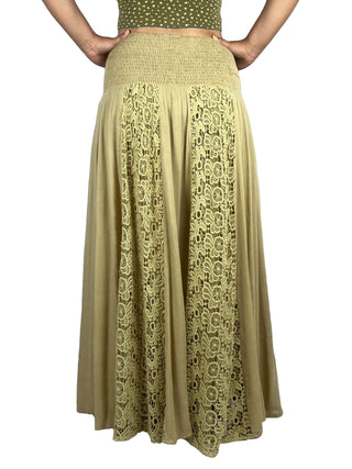 Melamchi Smocked Mirror-Work Twirl Skirt