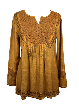 Birendranagar Rayon Pleated Mesh Embroidered Blouse