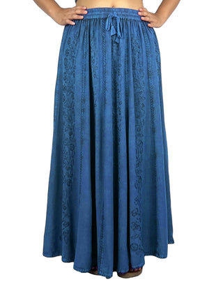 Marpha Rayon Medieval Embroidered Maxi Skirt