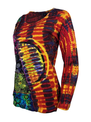 Humla Rib Cotton Tie-Dye Patchwork Blouse