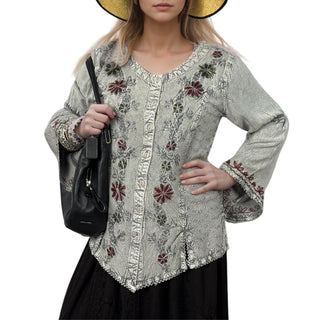 Kagbeni Rayon Gothic Embroidered Blouse