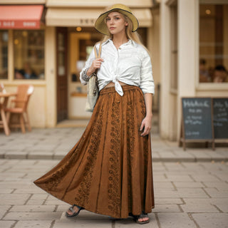 Marpha Rayon Medieval Embroidered Maxi Skirt