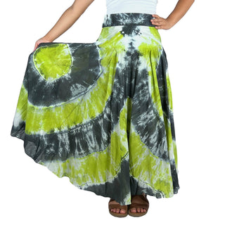 61 SKT Circular Printed Soft Cotton Convertible Lined Tie Dye Gypsy Skirt Dress - Agan Traders, Lime