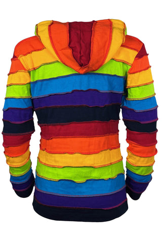 342 RJ Rainbow Elf Hoodie Hippie Gypsy Cotton Bohemian Rib Jacket - Agan Traders, Rainbow