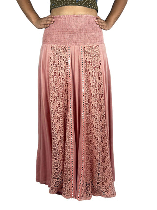 Melamchi Smocked Mirror-Work Twirl Skirt