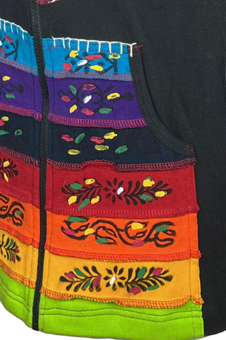 Rajbiraj Rib Cotton Rainbow Painted Peace Hoodie