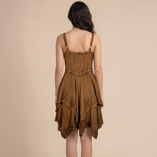 Tamor Rayon Embroidered Handkerchief-Hem Dress