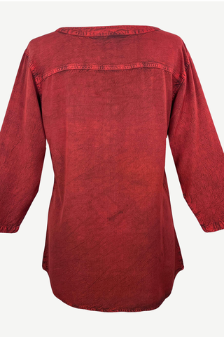 Chitlang Rayon Vintage Embroidered V-Neck Blouse